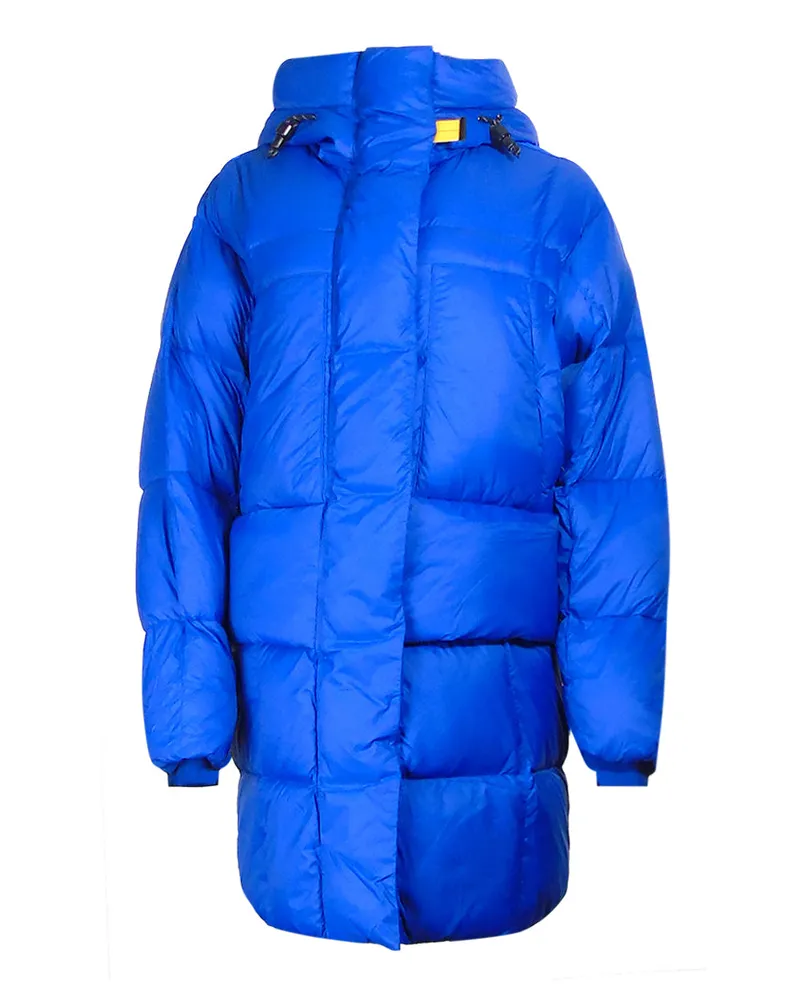 Parajumpers Bold Parka Kos Blaue lange Daunenjacke mit Kapuze Blau