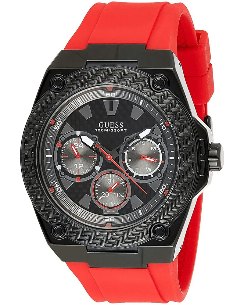 Guess W1049G6 Stylische Rote Silikon Herrenarmbanduhr Rot