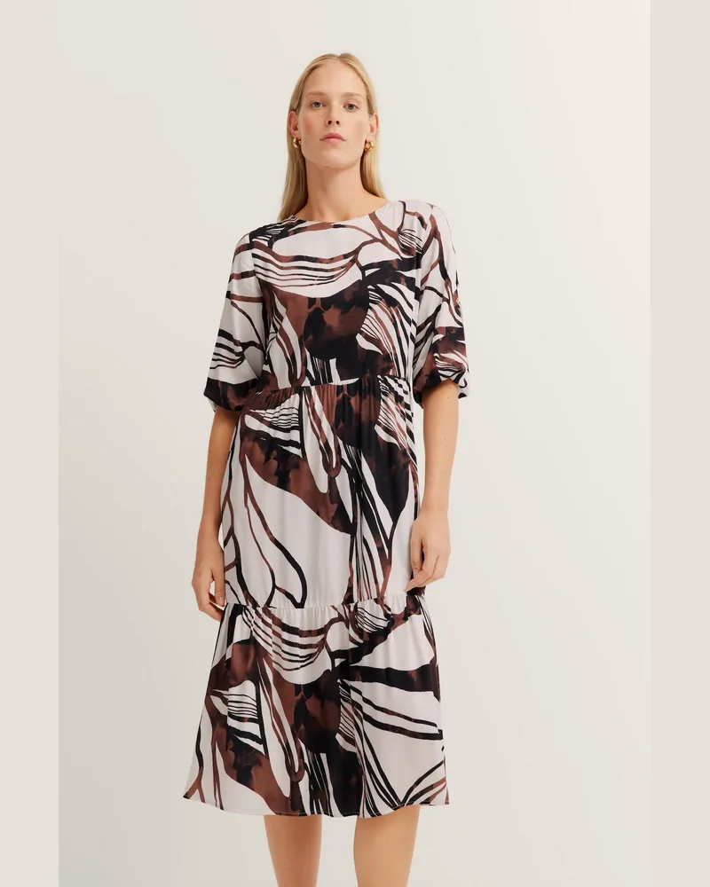 Bugatti Damen Sommerkleid mit Volants & Teilungsnähten Rostbraun