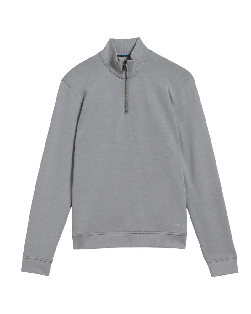 Ted Baker Grauer  Antram Pullover Mit Halbem Reißverschluss Und Stehkragen Grau