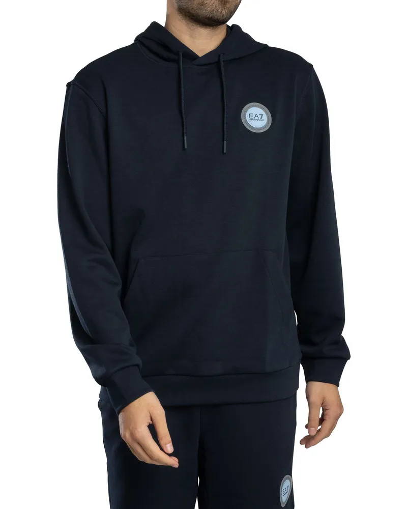 EA7 Pullover-Hoodie Mit Logo-Patch, Blau Blau