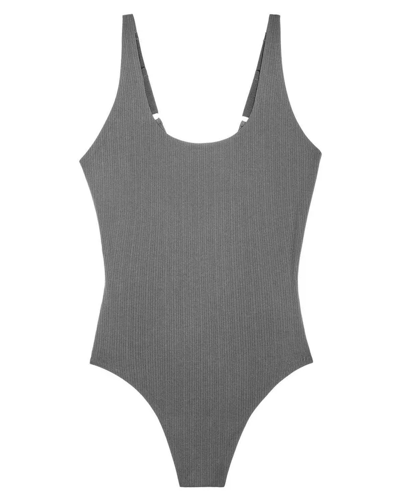Wolford Bodysuit für Damen, Rippenstrick (Rauch-Grau Grau