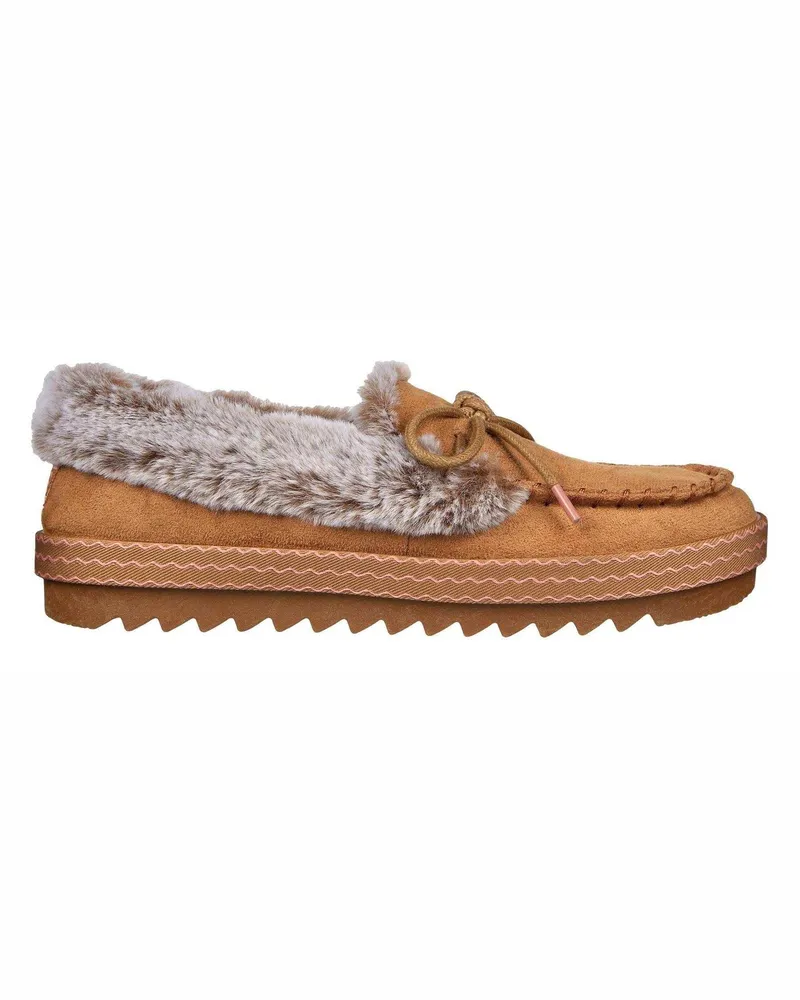 Skechers Cozy Kiss" Mokassin-Hausschuhe für Damen, Leder, Flach (Kastanie Kastanienbraun