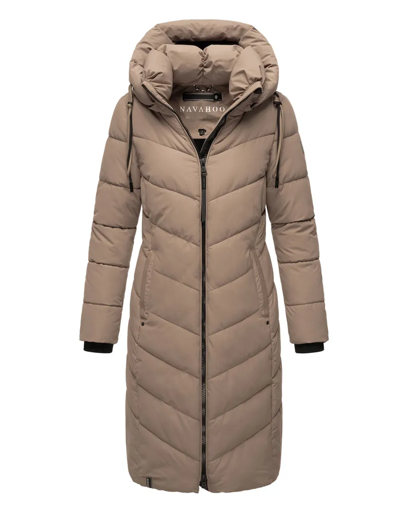 NAVAHOO Damen Winterjacke Sahnekatzii – Lang & Extra Warm Grau