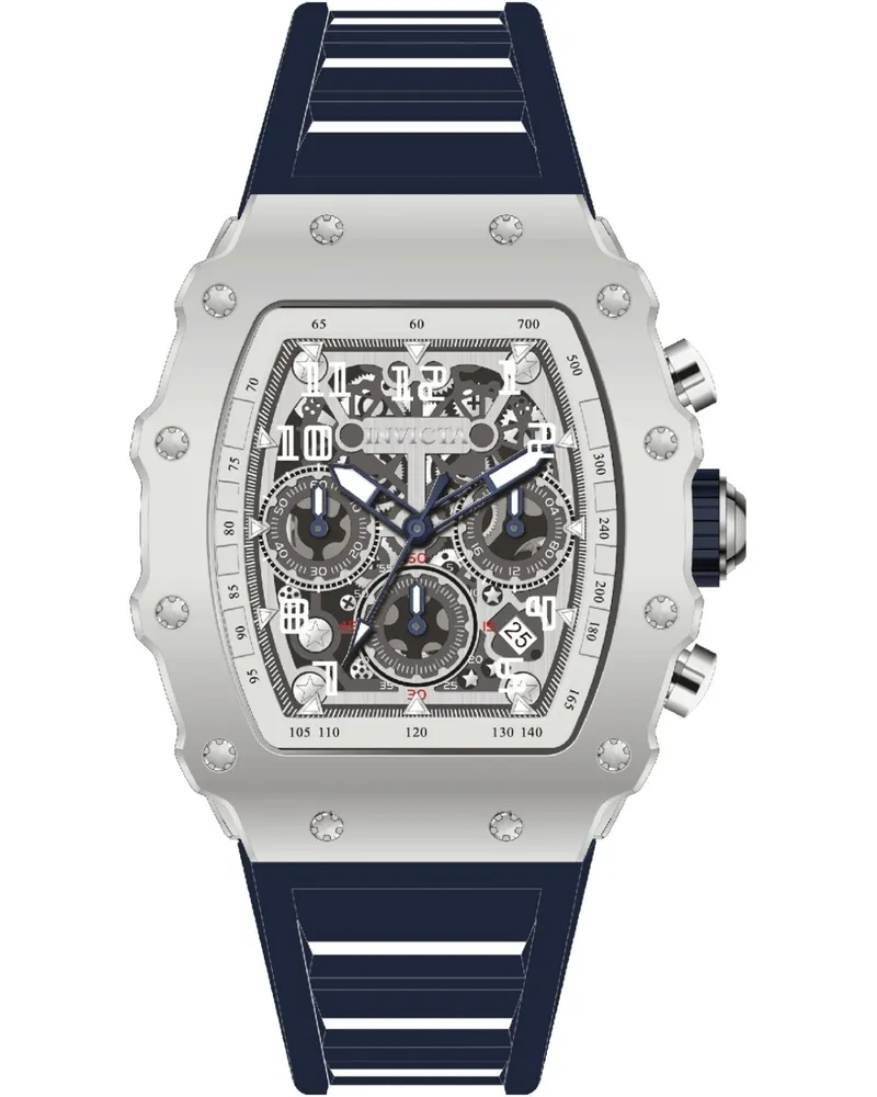 Invicta Racing 69703 Herrenuhr - Quarzwerk - Acryl mit silbernem Zifferblatt - 43 mm Silber