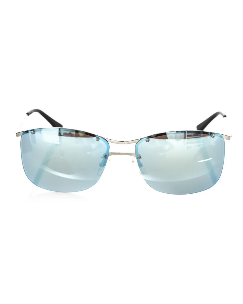 Frankie Morello Silberne Metallic Herren-Sonnenbrille Silber