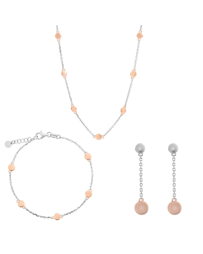 Orphelia Aurelie' Damen 925er Sterling Silber Set: Halskette + Armband + Ohrringe - Silber/Rosé SET-7385 Silber