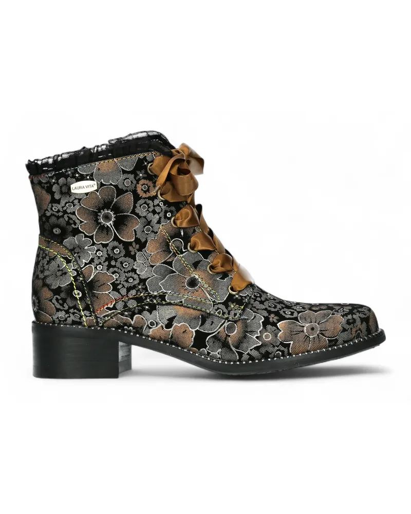Laura Vita Emcmao-45 Damenstiefeletten im Gothic-viktorianischen Stil aus Leder mit Knöchelabsatz, Braun Braun