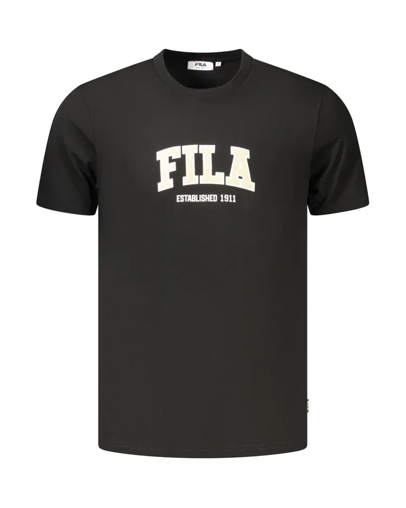 Fila Schwarzes Baumwoll-Herren-T-Shirt Schwarz