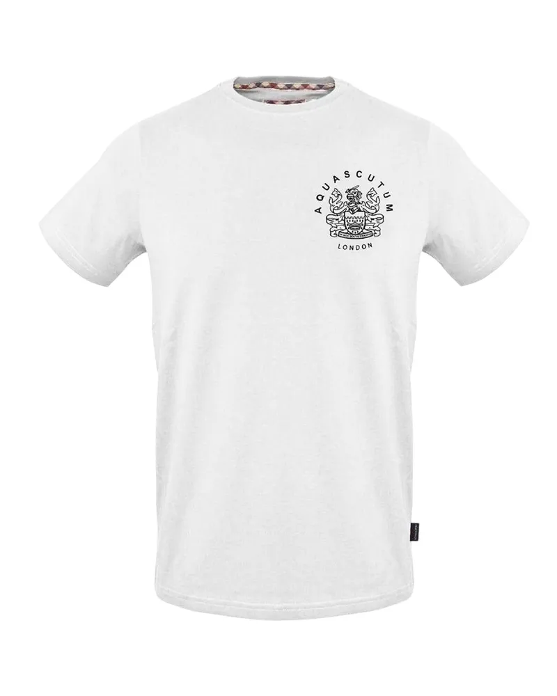 Aquascutum T-Shirt für Herren, Rundhalsausschnitt, Regulär (Weiß Weiß