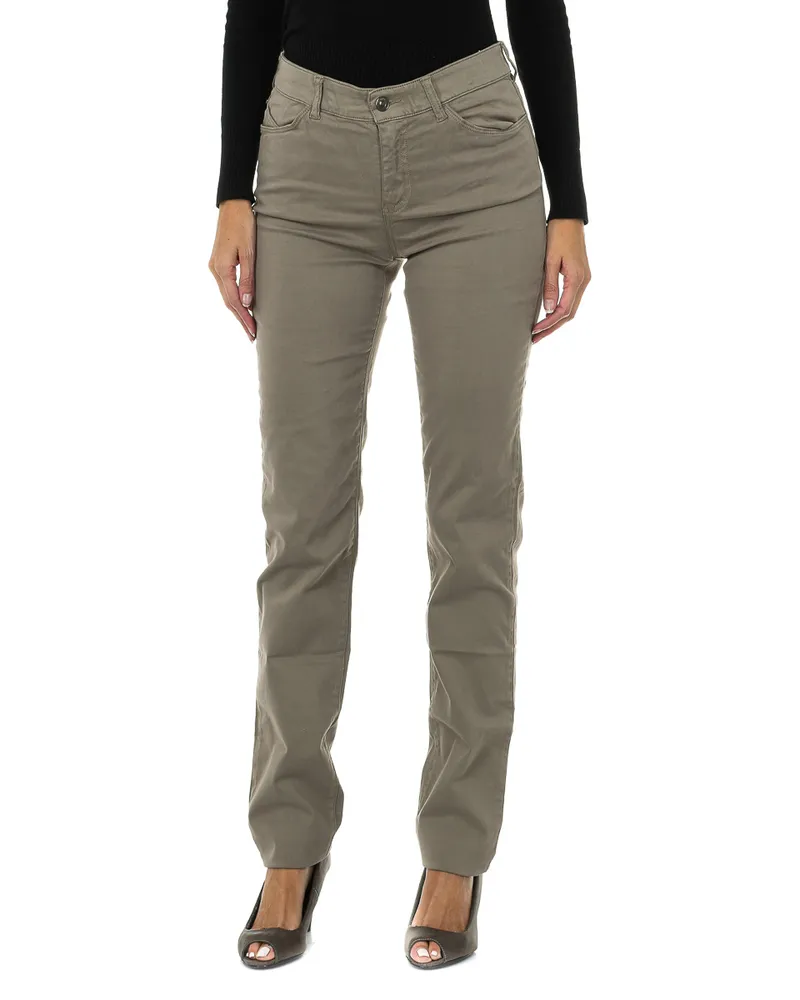 Giorgio Armani Lange Hose aus Stretchgewebe in normaler Passform 6Y5J18-5N0RZ Frau Beige