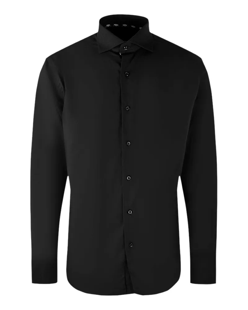 Aquascutum schlichtes, langarmliges weisses Hemd Schwarz