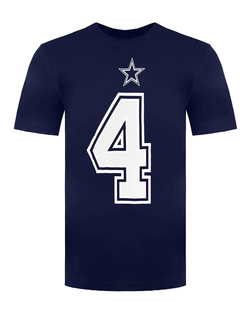 Nike NFL Dallas Cowboys 4 Dak Prescott Herren-T-Shirt, Marineblau Marineblau