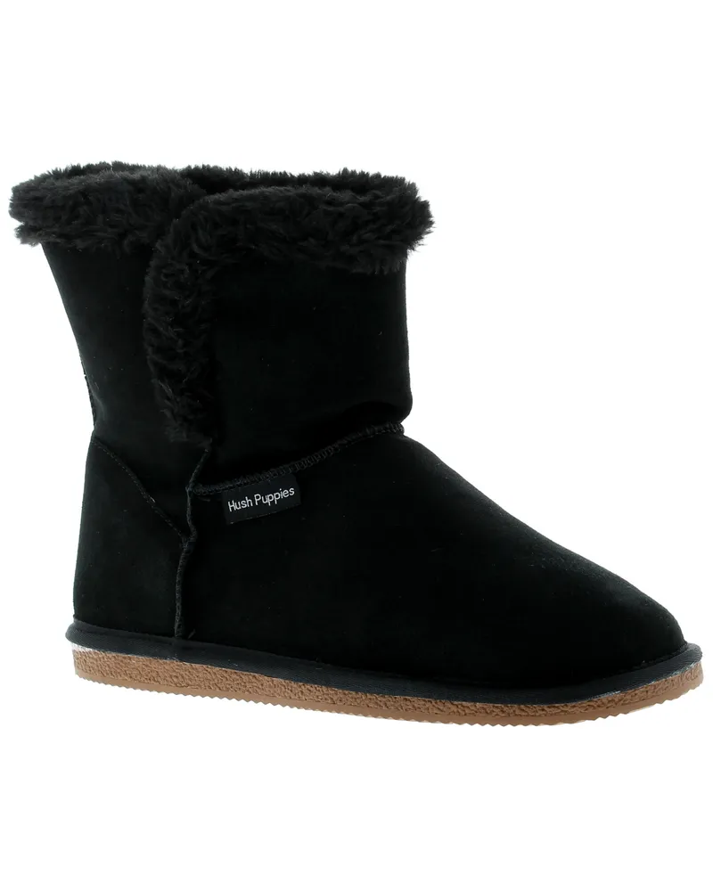 Hush Puppies Womens Stiefel Ashleigh Leder Slip On schwarz Schwarz