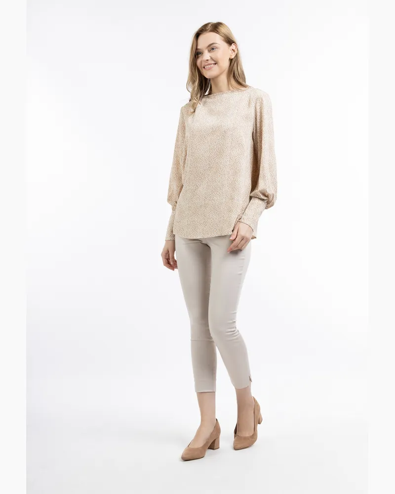 DreiMaster Blusenshirt Damen Hellbeige Weiss Beige