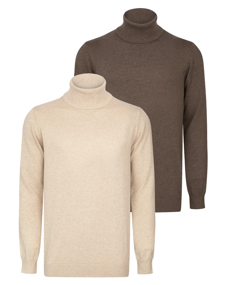 Felix Hardy Pullover Rollkragenpullover 2Er-Pack Braun