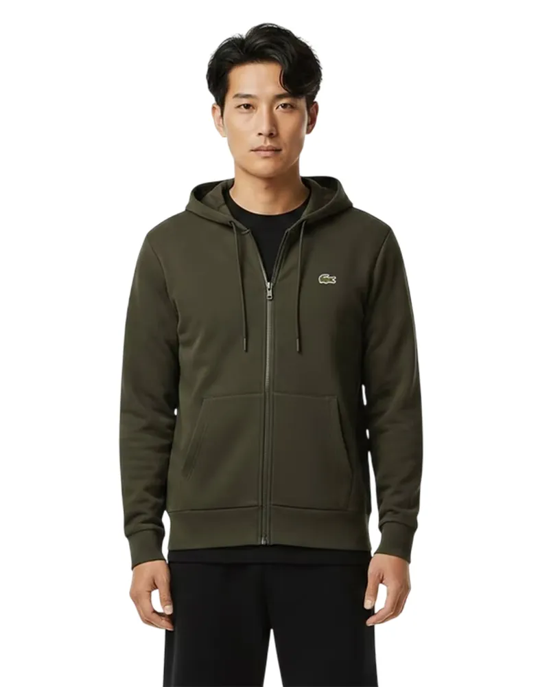 Lacoste Basic" Hoodie mit durchgehendem Reißverschluss für Herren, Baumwollmischung (Khakigrün Khaki