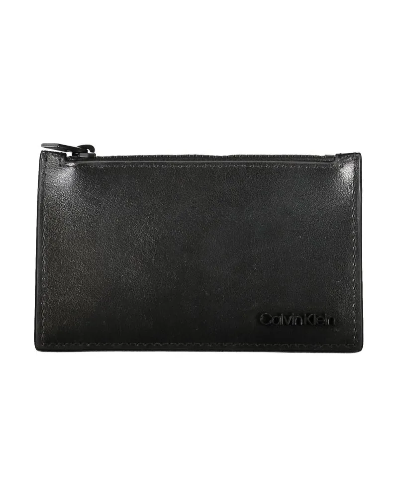 Calvin Klein Reißverschluss Leder Geldbörse Schwarz
