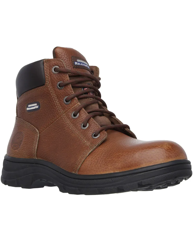 Skechers Herren Workshire Relaxed Fit Schnür-Sicherheitsstiefel mit Knöchelschutz Braun