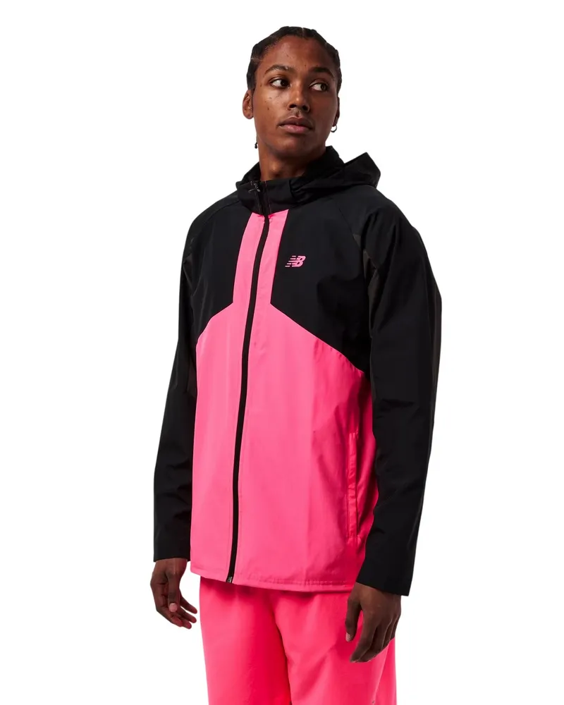 New Balance Balance" Kapuzenjacke für Herren, gewebter Stoff, Regulär, Langärmlig (Schwarz/Pink Schwarz