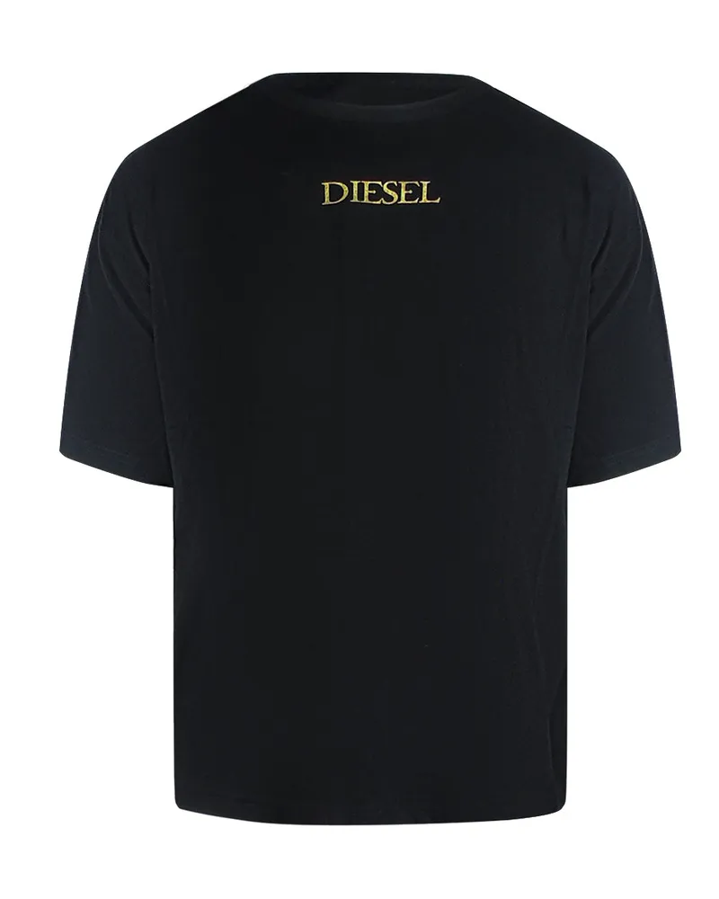 Diesel Schwarzes -t-shirt Mit Goldlogo Schwarz