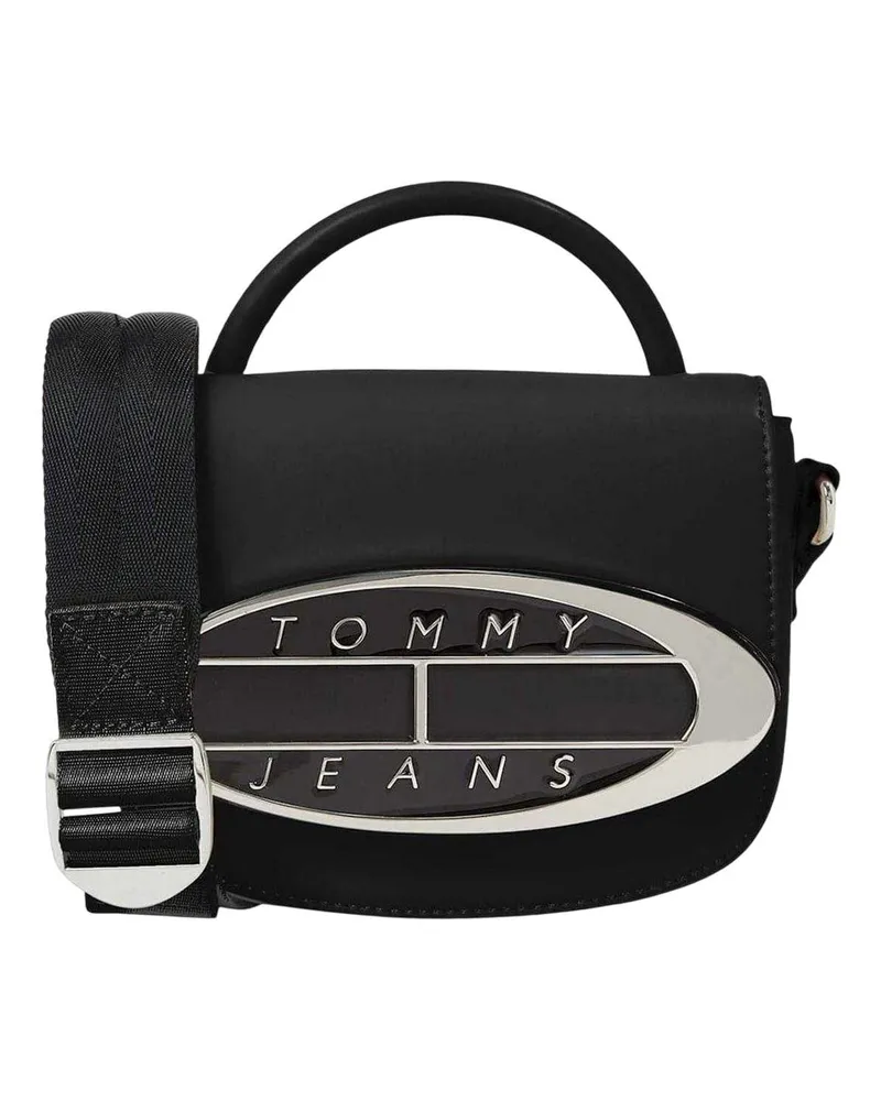Tommy Hilfiger Umhängetasche, Oval Logo, 0.75l (Schwarz Schwarz