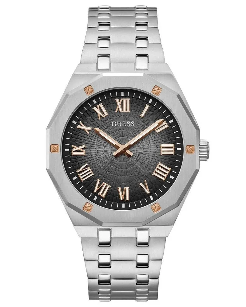 Guess GW0575G1 Herren-Analoguhr mit silbernem Zifferblatt - Stilvoll und vielseitig Silber
