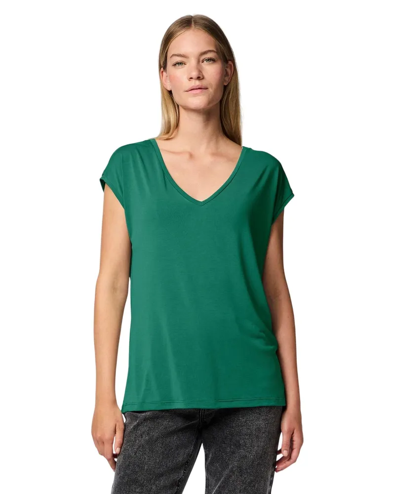 Pieces Pckamala" T-Shirt für Damen, V-Ausschnitt, Jerseyware (Pfeffer-Grün Dunkelgrün