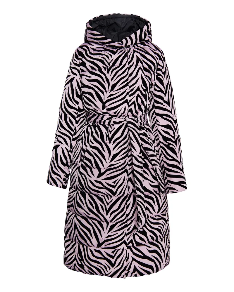 FAINA Langer Steppmantel Damen Lila Zebra Rosa