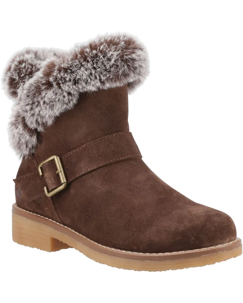 Hush Puppies Hannah Wildleder Damen Schokoladenfarbene Weite Winterstiefeletten Schokoladenbraun