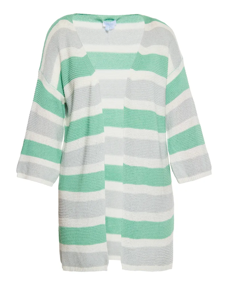 Usha Strickjacke Damen Grau Weiss Grün Mehrfarbig