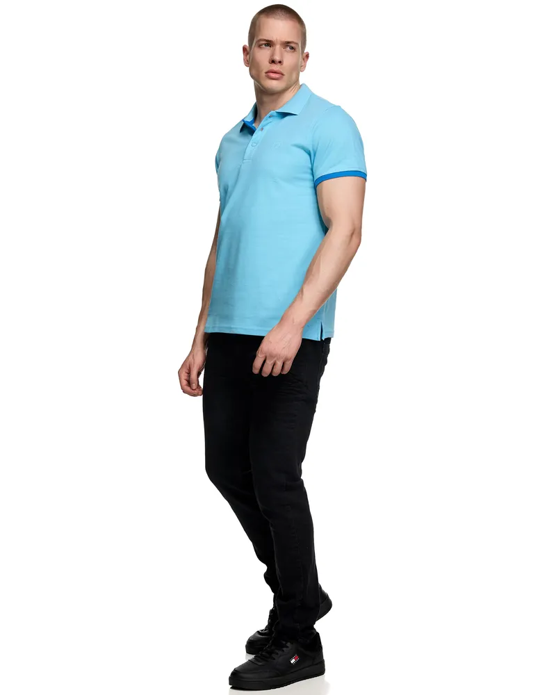 Rusty Neal Kontrast Polo Pique Shirt Regular Fit Blau