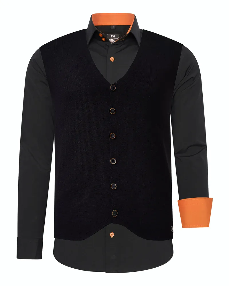 Rusty Neal Hemd mit Weste 2-teilig Schwarz