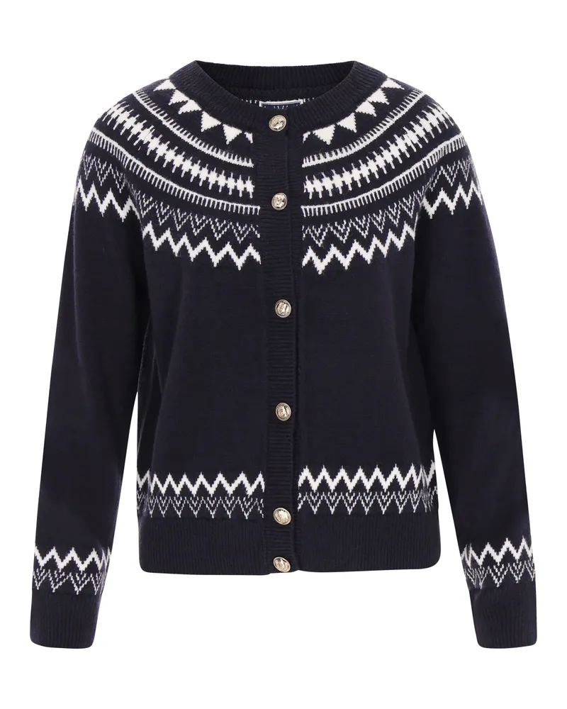 DreiMaster Strickjacke Frauen marineblau cremeweiß Marineblau