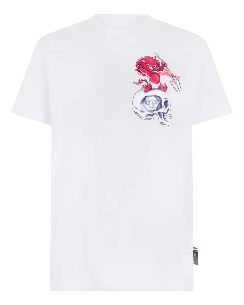 Philipp Plein Kurzarm-Rundhals-T-Shirt Weiß