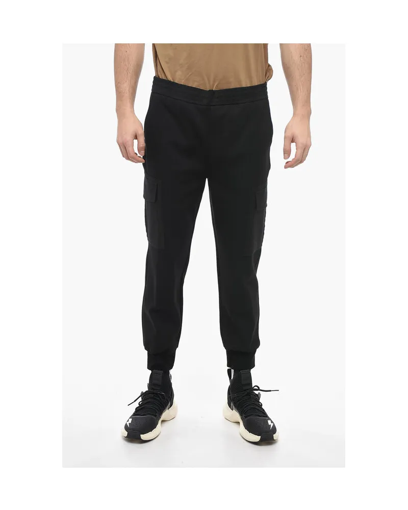 Neil Barrett Low-Waist Skinny Fit Cargohose mit Kordelzug an der Taille in Schwarz Schwarz