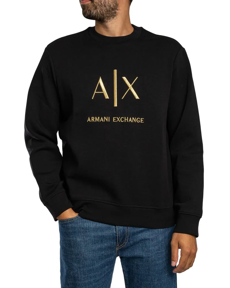 Armani Exchange Sweatshirt Mit Logo-Grafik, Schwarz Schwarz