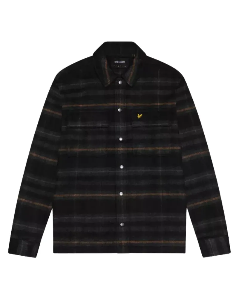 Lyle & Scott Brushed Tartan Jet Black Overshirt-Jacke Schwarz