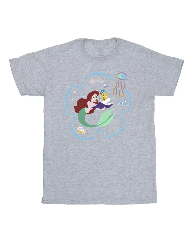 Disney The Little Mermaid Reading A Book" T-Shirt für Herren (Grau Hellgrau