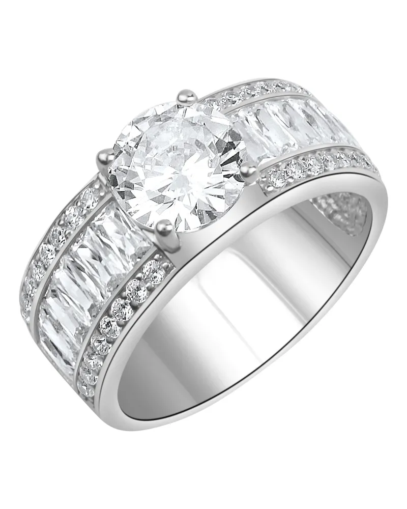 ZEEme Silber Ring 925/- Sterling Silber rhodiniert Zirkonia Silber