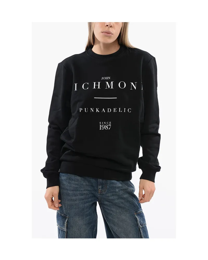 John Richmond JOSOIN Over-Sweatshirt mit Kontrast-Print in Schwarz Schwarz