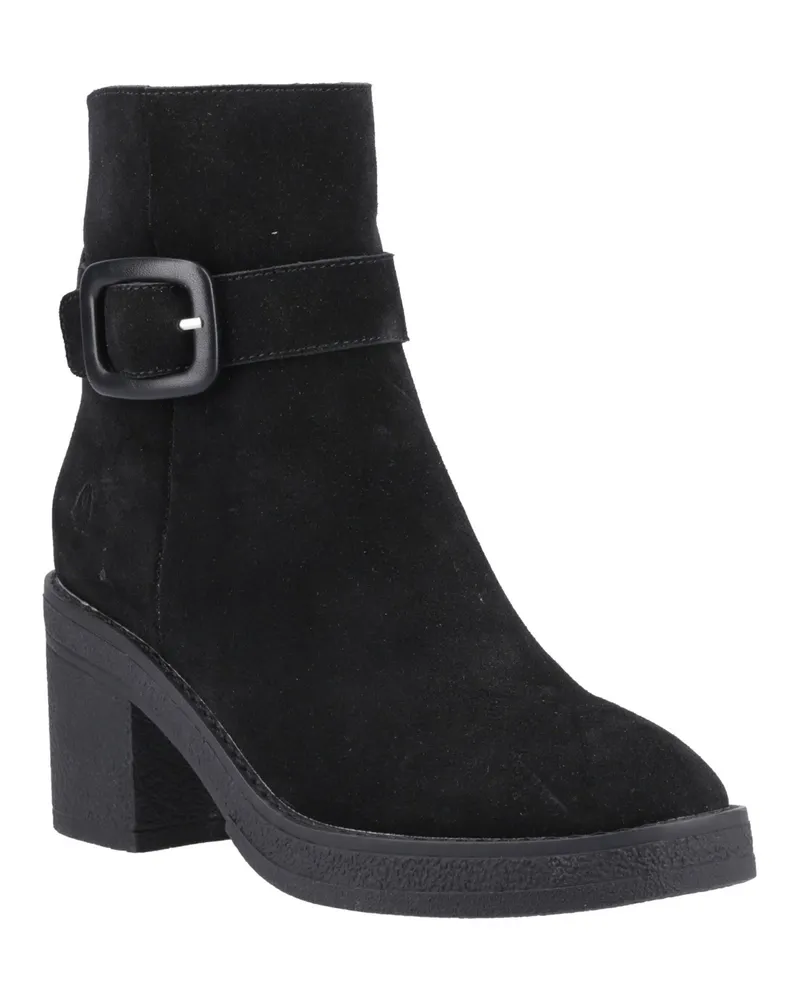 Hush Puppies Fearne Damen Wildleder Schwarze Stiefeletten mit Absatz Schwarz