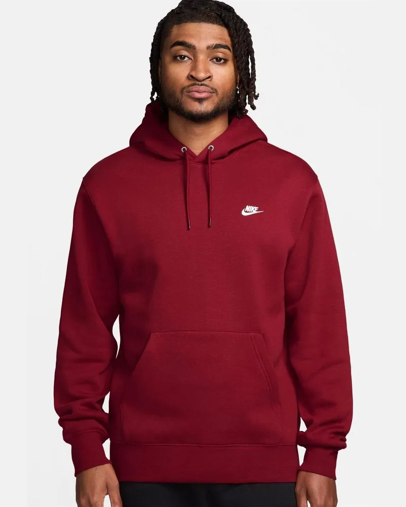 Nike Club" Hoodie zum Überziehen für Herren, Fleece (Dunkelrot Rot
