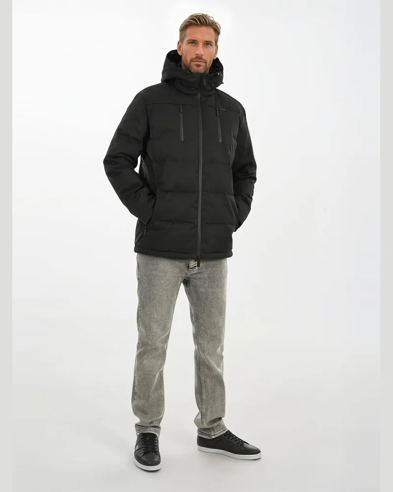 Arctic Seven Herren Winter Steppjacke AS-455 – Robuste Outdoorjacke Mit Kapuze & Wetterschutz Schwarz