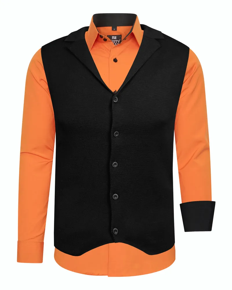 Rusty Neal Hemd mit Weste 2-teilig Orange