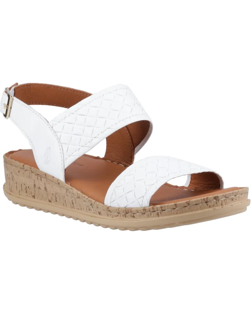 Hush Puppies Ebony Geflochtenes Leder Damen Weiße Sandalen Weiß