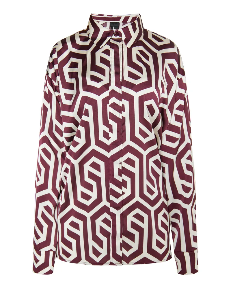 DreiMaster Hemdbluse Damen Wollweiss Bordeaux Bordeaux
