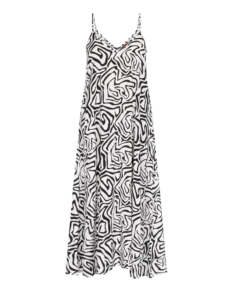 My Mo Kleid für Damen, tailliert, kontrastierende Farbakzente - Weiß/Schwarz Weiß