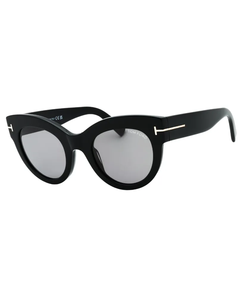 Tom Ford Lucilla - Sonnenbrille Mit Dickem Rahmen Und Gespiegelten Gläsern In Glänzendem Schwarz Schwarz