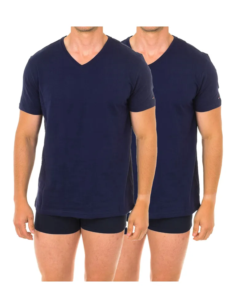 Tommy Hilfiger Pack-2 Herren Kurzarm-T-Shirts UM0UM01029 Blau